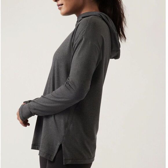 ATHLETA Womens Uptempo Elevate Hoodie Sweatshirt NEW S Black Heather Lightweight - Picture 1 of 16